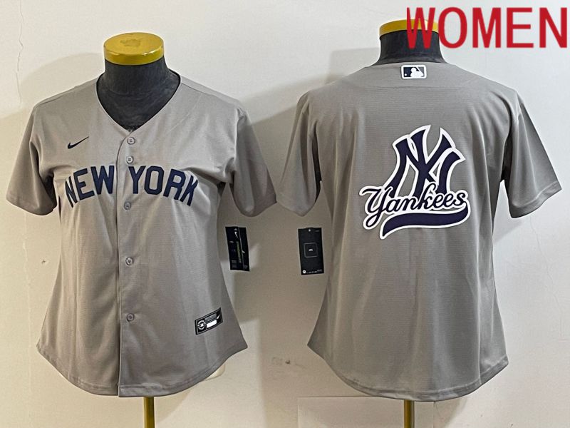 Women New York Yankees Blank Grey Nike Game 2024 MLB Jersey style 5->women mlb jersey->Women Jersey